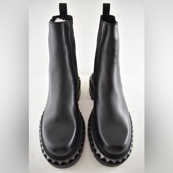 Christian Louboutin St Emilia Pyraclou Flat Black Calf Chelsea Lug Ankle Boot 39 - Picture 7 of 16